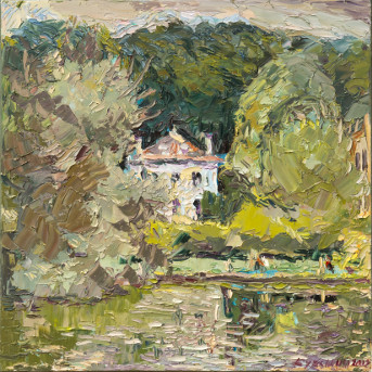 Small house at the ponds of Corot. Oil on canvas, 58 x 58 cm (22.8 x 22.8 inches). 2012. Private collection