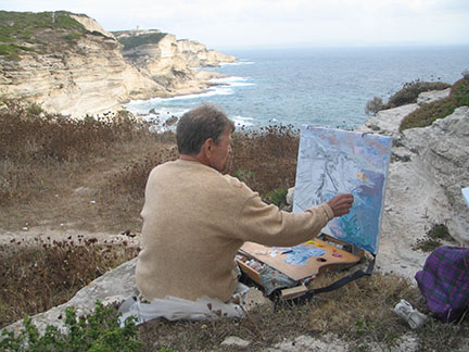 Nikolai Kuzmin right in the middle of creating, not far from Bonifacio, when he was in Corsica in 2005.