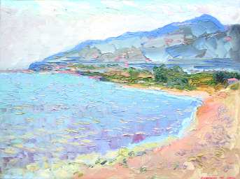 The sea in Corsica. Oil on canvas, 60 x 80 cm (23.6 x 31.5 inches). 2005