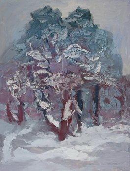 Kuntsevo pine tree in winter ‘the snowstorm just started’. Oil on canvas, 100 x 76 cm (39.4 x 29.9 inches). 2004