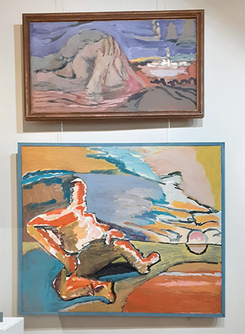 2 paintings by Nikolai Kuzmin at Starosadskiy: On top: Fatherland. On bottom: Sunset. Oils on canvas, 2024. On top: H53xW100 cm (H20.9