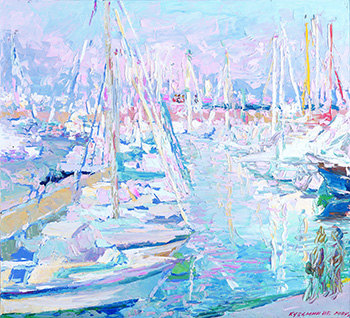 Dreamt marina at Gurzuf. Théoule-sur-Mer. Oil on canvas, H 73 x W 80 cm (H 28.7 x W 31.6 inches). 2007
