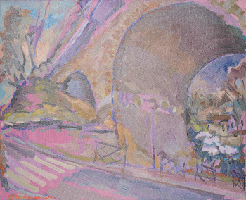 Arcade. Oil on canvas, H 50 x W 61 cm (H 19.7 x W 24.0 inches). 2023