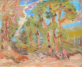 The forest in Barbizon. Oil on canvas, H 50 x W 60 cm (H 19.7 x W 23.6 inches). 2001